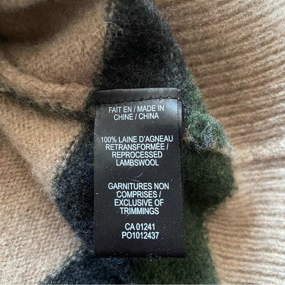 100% Lambswool Beige Stripe Sweater Green&Black stripes size M - Picture 6 of 7